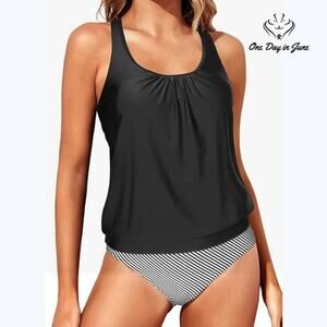 Yonique Blouson Racerback Tankini Swimsuit Size XS